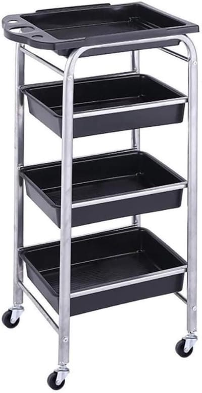 Verplaatsbare Steekwagen - Rolllende Trolley - Schoonheidssalon Opslag - Met Uitneembare Lade - 44 X 30 X 80 Cm - Zilver