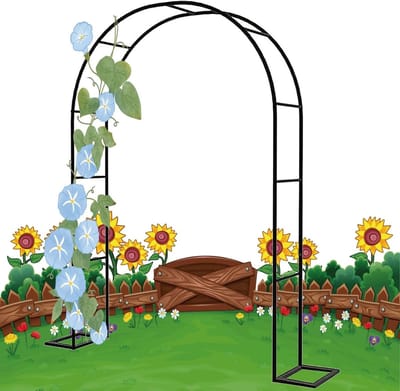 Metalen Tuinboog - Rozenboog Frame - Decoratieve Entree - Weerbestendig Staal - 280 cm Breed - Zwart