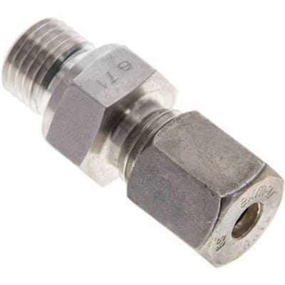 6S & M14x1.5 RVS Rechte Knelfitting Buitendraad 500bar FKM ISO 8434-1