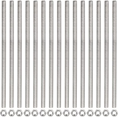 Dailygoods- Schroefdraadstang compleet - 15 Zeskantmoeren - Roestvrij Staal - M3 x 200 mm - Schroefdraadschroeven - Duurzaam en corrosiebestendig - Schroef