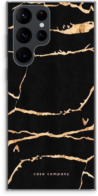 Case Company® - Hoesje geschikt voor Samsung Galaxy S22 Ultra hoesje - Gouden marmer - Soft Cover Telefoonhoesje - Bescherming aan alle Kanten en Schermrand