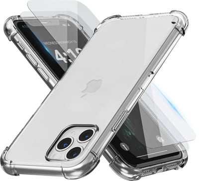 Hoesje geschikt voor iPhone 11 Pro Transparant - 2x screenprotector - beschermglas screen protector - Anti Shock hoesje case