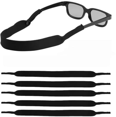 Zonnebrilhouder Nekkoord - Anti-Slip - Neopreen - Brillenband - Sportband - Geschikt voor Zonnebrillen - Zwart Nekband voor Brillen, 5 stuks, 42 x 2 cm.