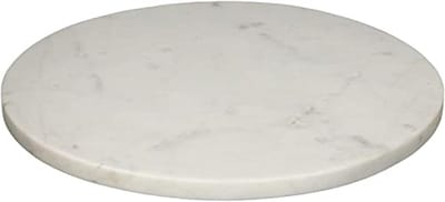 Multifunctionele ronde marmeren kaas/snijplank - Groot, Wit (11 x 11 x 0,5 inch)