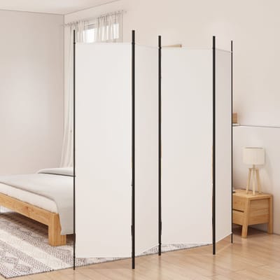 vidaXL - Kamerscherm - met - 4 - panelen - 200x200 - cm - stof - wit