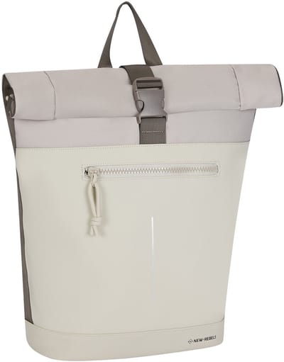 New Rebels Backham New York Beige 21L Rolltop Rugzak Waterafstotend Laptop 15.6