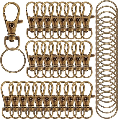 50 Stuks Karabijnhaak met 50 Sleutelringen - Musketonhaak Sleutelhangers voor Volwassenen - Mini DIY Musketon en 25mm ringetjes - Auto Klein Carabiner Sleutel Hanger, Houder - Karabijn haak ringen - Keychain Zelf Maken Karabijnsluiting - voor Hobby