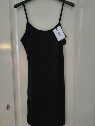 Dames onderjurk Jenny-effen zwart-maat S/M-90 cm-slipdress