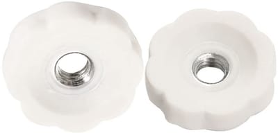 M4 Plastic Knurled Thumb Nuts - 100 Stuks, Draadmoeren, Carbon Staal, Rond Handvat, Wit Bloemvormig