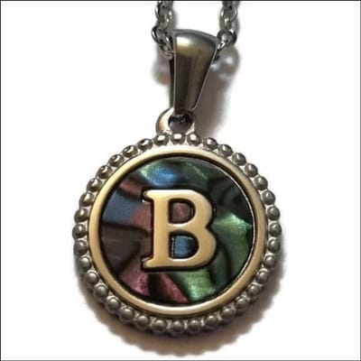 Rvs sieraden - Unieke initiaal ketting met abalone schelp - Letter B