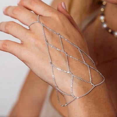 Bohemian Mesh Ketting Armband En Ring Vrouwen Metaal Sexy Overdreven Armband Strand Bruiloft Bruid Mode Sieraden Accessoires Cadeaus brown