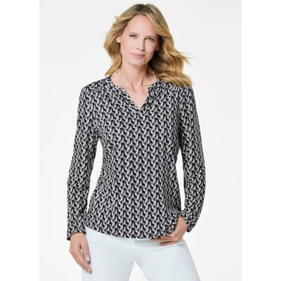 Blouseshirt in vrouwelijk model - grijs / gedess. - Gr. 38 van Goldner Fashion