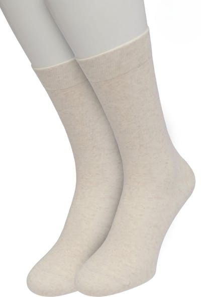 Bonnie Doon Basic Sokken Dames Ecru maat 36/42 - 2 paar - Basis Katoenen Sok - Gladde Naden - Brede Boord - Uitstekend Draagcomfort - Perfecte Pasvorm - 2-pack - Multipack - Effen - Gebroken Wit - Crème - Off White - Ecru Heather - OL834222.218