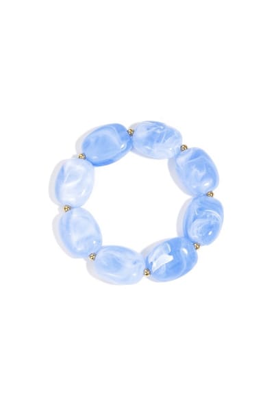 Bijoutheek Armband (Sieraad) Kralen Ovaal Plat Baby Blue