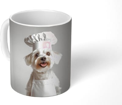 Mok - Koffiemok - Hond - Wit - Kok - Mokken - 350 ML - Beker - Koffiemokken - Theemok