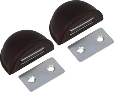 AMIG Deurstop/deurmagneet - 2x - D48mm - zelfklevend - bruin - kunststof