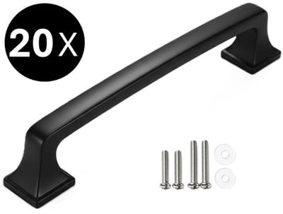 20 X MSQDESIGN Handgrepen zwart 128mm - zwarte Meubelgrepen deurjes - Keukengreep zwart - Kastgrepen - Handgrepen keukenkastjes - Meubelgreep - Handgrepen voor deurtjes - handgreep keuken - Deurgreep - incl schroeven