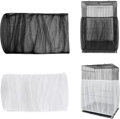 Verstelbare Vogelkooi Deksel en Zadenvanger voor Cages van 120-150cm, Zwart en Wit, Ideaal voor Vogels, Bescherming en Hygiëne