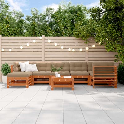 vidaXL - Tuin - loungeset - 8 - st - Waskleur - Bruin - Massief - grenenhout