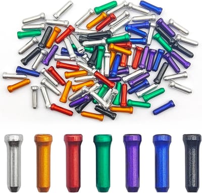 100 Stuks Fietskabel Eindkappen, Kabel Eindstukken, Versnellingskabel Eindtips voor Fietsen, Geschikt voor Remkabels en Schakelmechanismen, Verkrijgbaar in 7 Kleuren