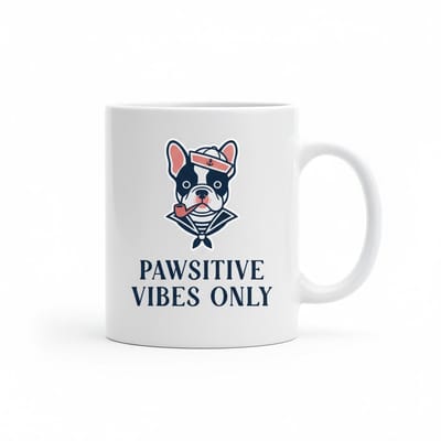Pawsitive Vibes Only Mok – Schattige Hond Illustratie Koffiemok – 330 ml Keramische Mok Cadeau