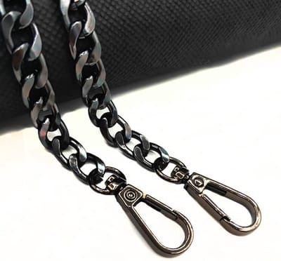 Metalen Schouderband van 9.5 mm, DIY Woven Pocket Strap voor Handtassen en Schoudertassen, Zwart, 40 cm Lang