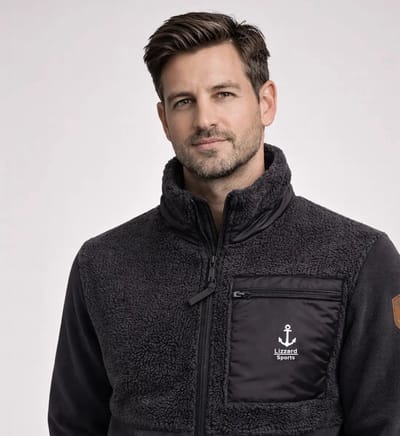 Lizzard Sports Heren Fleece Vest – Navy – Maat L – Warm Teddy Fleece – Comfort Fit – Met Rits en Zakken