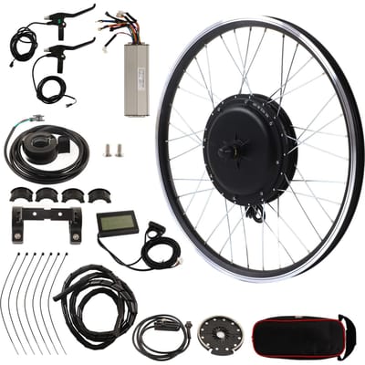 Elektrische Fiets Voorwiel Motor Kit Sterke Lagers Lichtgewicht Controller Kit met LCD3 Meter voor Conversie 48V 2000W 24inch black