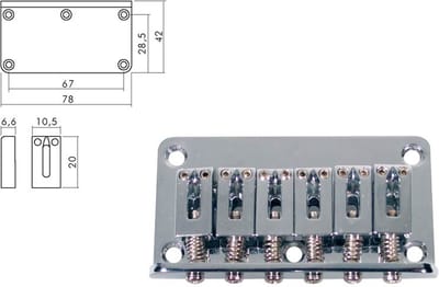 Gitaar brug-staartstuk Boston B-1508-C Stallion 10.5mm chroom