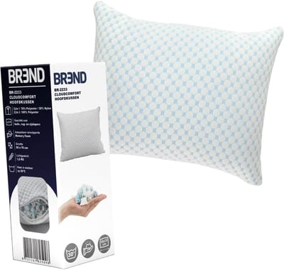 CloudComfort Hoofdkussen voor Rug-, Buik- en Zijslapers – 50 x 70 cm - Memory Foam - Met Koele Kant en Aanpasbaar Comfort – Wit - BREND BR-2233