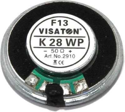 Visaton K 28 WP - 50 Ohm 1.1 inch 2.8 cm Mini-luidspreker 1 W 50 â„¦ Zwart Kunststof membraan
