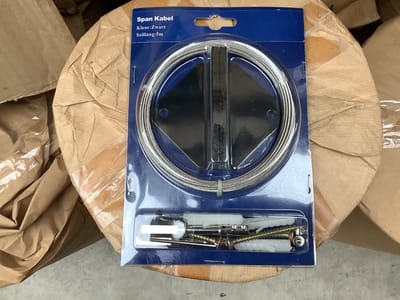 Antares. gordijnen spankabel. 5 mtr lang. staalkabel. complete 10 delige set. vitrage ophang kabel.