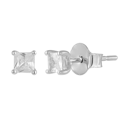 Cavill - 925 Sterling Zilveren Oorbellen - Princess Geslepen Danburiet Kristallen 0,288 Ct - Minimalistisch Elegant 3 mm Oorknopjes