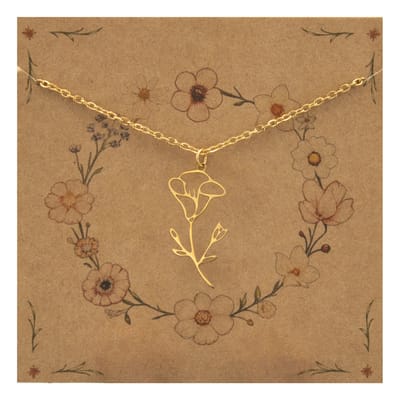 Bixorp Geboortebloem Ketting September / Dagbloem - Goudkleurig Roestvrij Staal - Bloem Cadeau voor Dames & Meisjes