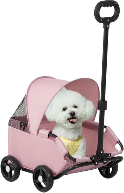 Dierenbuggy - Reiswieg Huisdier - Outdoor Avontuur - Geventileerd Netontwerp - 54 x 36 x 26 cm - Roze