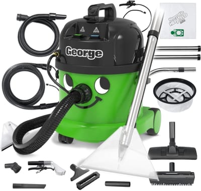 Numatic George - tapijtreiniger stofzuiger -  15 liter - 1060W - 10M snoer - inclusief accessoire kit voor reinigen van tapijt en bekleding, textiel, auto interieur  - nat en droogzuiger - sproei-extractieapparaat, extractiemachine - bouwstofzuiger