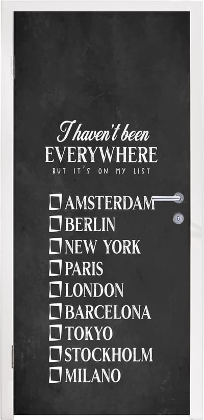 Deursticker Spreuken - Quotes - I haven't been everywhere but it's on my list - Barcelona - 95x235 cm - Deurposter