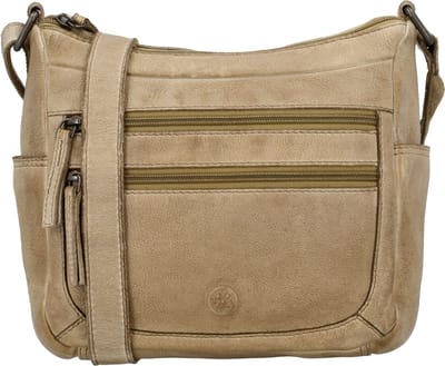 Hide & Stitches Paint Rock Crossbodytas Dames - Schoudertas met verstelbare schouderband - Tas van 100% Leder - Zand