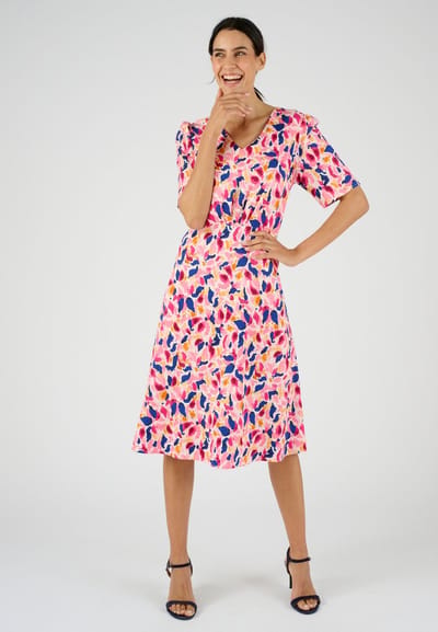 Damart - Jurk met brede plooi en gedrapeerd effect - Dames - Wit - 48
