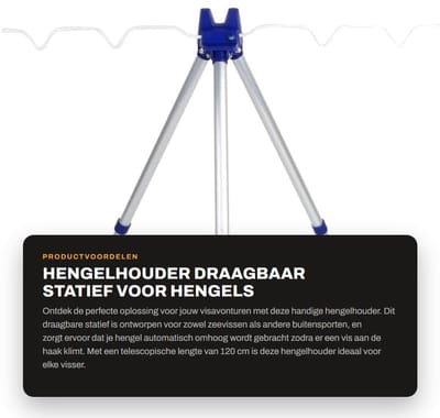 Dailygoods- Hengelhouder Draagbaar - Statief Aluminiumlegering - Telescopisch 120cm - Voor Zeevissen - Beugel voor 5 Hengels - Duurzaam en Handig - Hengelsteun