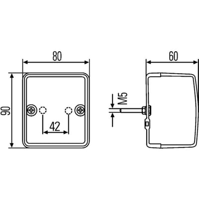 Halogeen-Achteruitrijlicht - 12/24V - Opbouw - 2-punt bevestiging - Stekker: Schroefverbinding