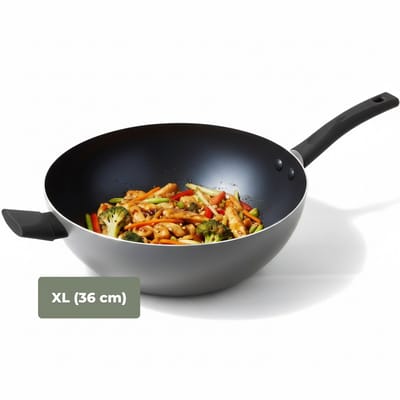 ISENVI Avon Wokpan Inductie - 36 cm (XL) - Keramisch - Ergo Greep - Wok - PFAS, PTFE Vrij - Alle Warmtebronnen