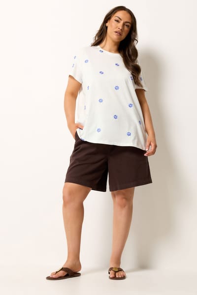 Yours Wit Tshirt Met Geborduurde Madeliefjes Size 42