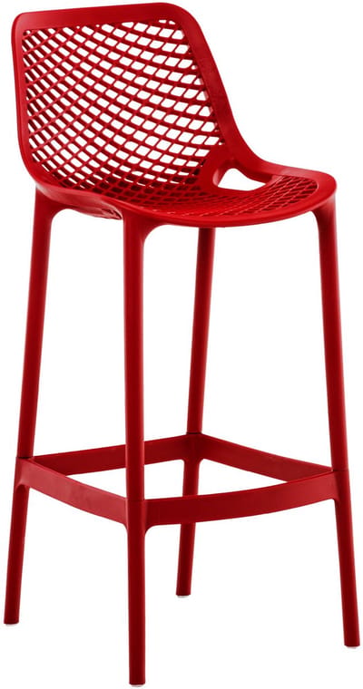 CLP Air Barkruk voor Buiten - UV-bestendig - 160 kg draagkracht - Vloerbeschermers - Met rugleuning - Voetsteun - Kunststof - rood/rood