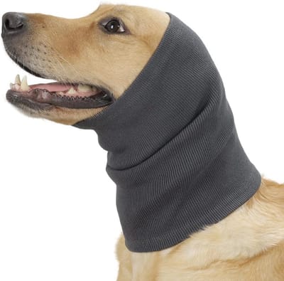 Hondenoorbeschermer - Geluiddempende hondenhoofdband - Geluidsbestendige hondennekkraag - Oorbescherming voor honden - hondenoorwarmer - Grijs - LOUZIR