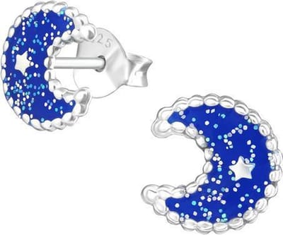 Princess Oorbellen Moon - 925 Zilver E-Coating - Maan - ∅8mm