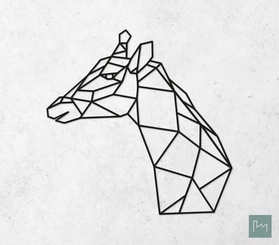 Laserfabrique Wanddecoratie - Geometrische Giraf - Medium - Zwart - Geometrische dieren en vormen - Houten dieren - Muurdecoratie - Line art - Wall art