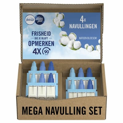 Ambi Pur / Febreze 3Volution - Katoen Bloesem - Elektrische Luchtverfrisser - 4 x navulling