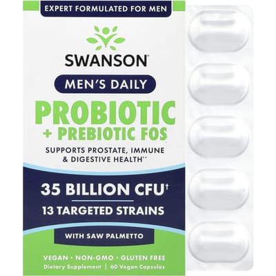 Dagelijks voor Mannen, Probiotica + Prebiotica Fos, met Zaagpalm, 35 Miljard KVE, 60 Groentecapsules