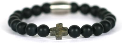IbizaMen KIDS - pyrite kruis matte onyz 6mm - 15cm